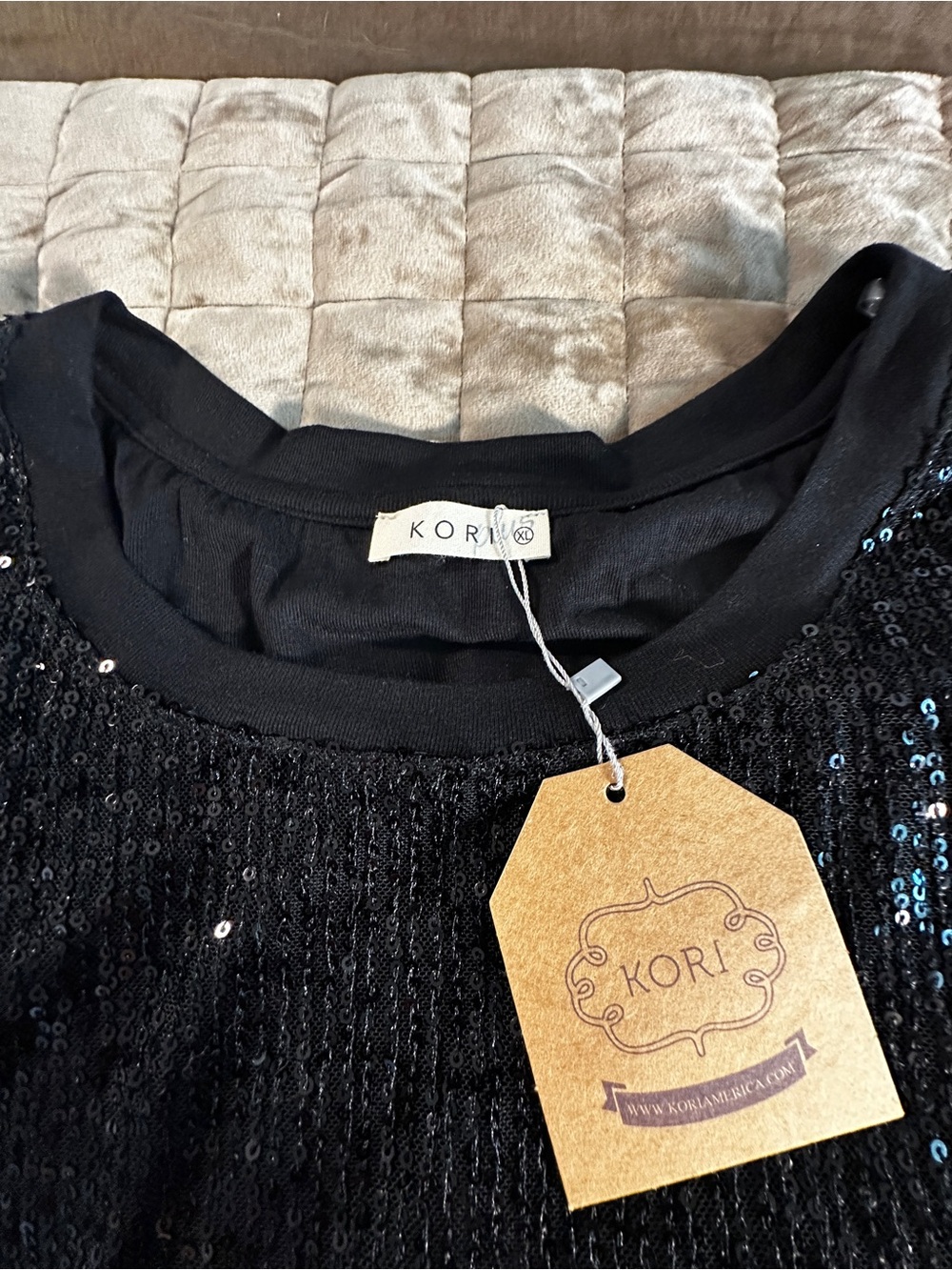 Kori Black Sequin Short Sleeve Tee - Picture 7 of 9
